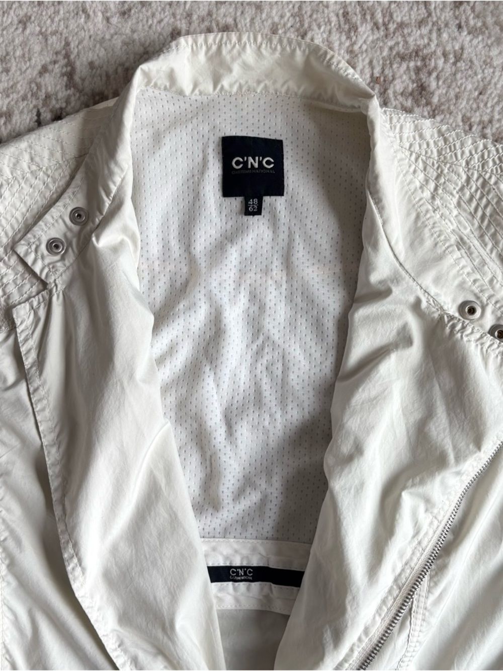 Vintage CNC Costume National White Asymmetric Zip Moto/Windbreaker Jacket - Picture 8 of 12